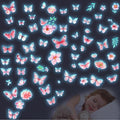Glow in The Dark Butterfly Flower Wall Decals Glowing Luminous Butterflies Removable Self-Adhesive Wall Stickers for Girls Bedroom Nursery Living Room Decor 4 Sheets (Butterfly 2)-Ruum Studio Home