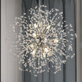 Sputnik Crystal Chandelier, Modern Beaded Ceiling Lamp with Chrome, Round Dandelion Pendant Light Fixtures for Living Room Bedroom Dining Room Farmhouse Kitchen Island (Chrome 9Lights)-Ruum Studio Home