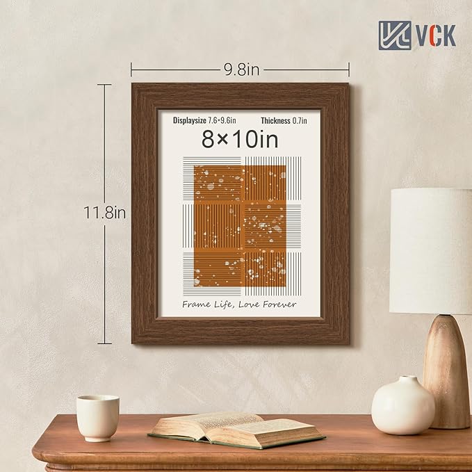 VCK 8x10 Frame Set of 3 - Brown, Wood Picture Frame with Exclusive Wood Grain, Wall Gallery Frame-Ruum Studio Home