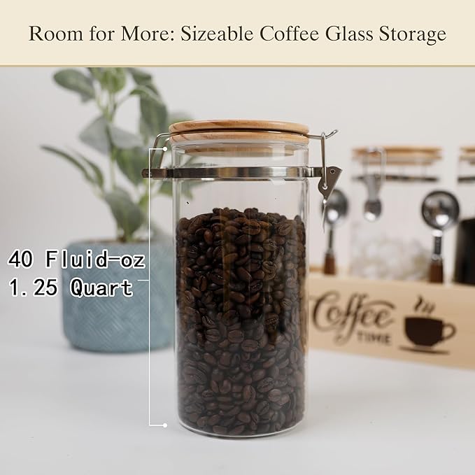 Glass Coffee Canister Coffee Containers for Ground Coffee Coffee Bean Storage Airtight Seal with Locking Clamp, Coffee Bar Accessories Perfect for Kitchen Storage-Ruum Studio Home