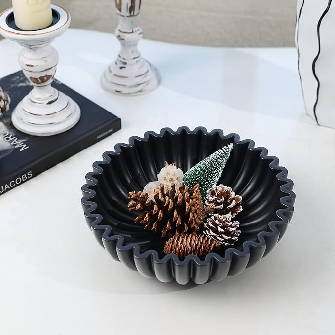 Black Decorative Bowl for Kitchen Counter - Modern Fruit Bowl with, Catch All Bowl for Keys, Entryway Table, and Home Decor-Ruum Studio Home