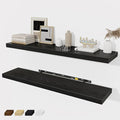 Black Floating Shelves Wall Shelf 40 Inch, 8 Inch Deep Floating Shelf for Wall, Farmhouse Black Wood Shelves Invisible Bracket for Living Room, Bedroom, Kitchen, 40 x 8 x 1.4 Inch, Set of 2-Ruum Studio Home