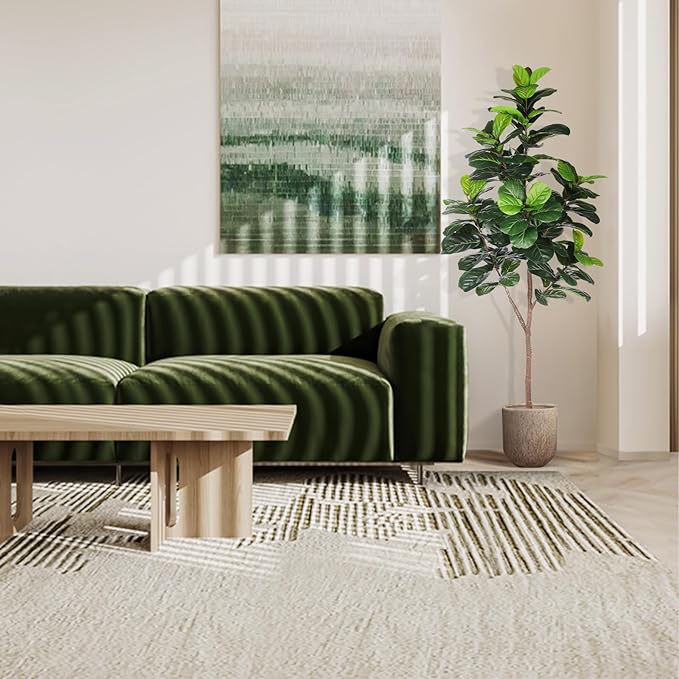 Artificial Fiddle Leaf Fig Tree - 6.5ft Faux Ficus Lyrata Plant with 108 Fiddle Leaves Fake Fig Silk Tree in Pot Artificial Tree for Indoor Outdoor Home Office Perfect Housewarming-Ruum Studio Home