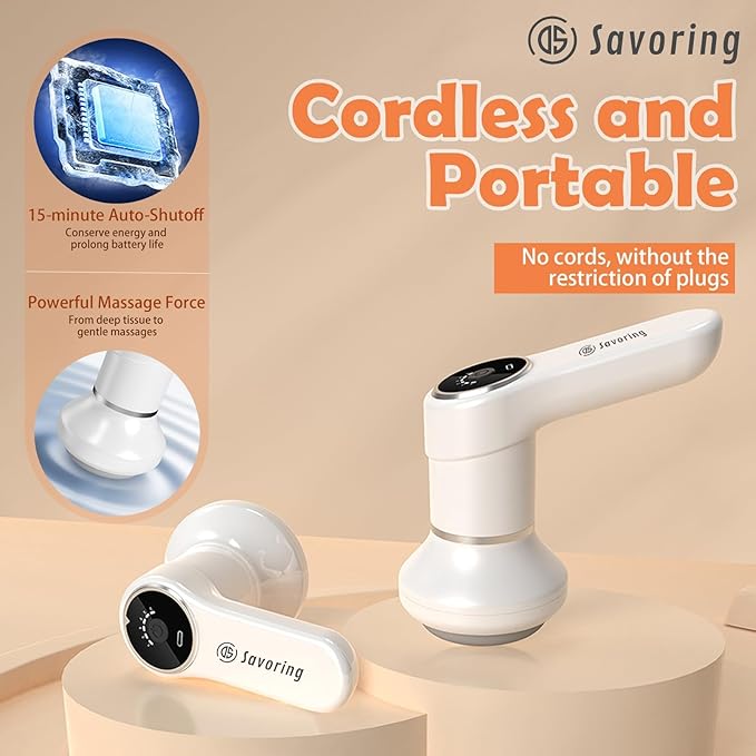 Cordless Body Massage Lymphatic Drainage Tool, 5-in-1 Handheld Body Sculpting Machine, Electric Cellulite Massager with 6 Speeds, Rechargeable & Portable Cellulite Roller for Thighs Butt Fat-Ruum Studio Home