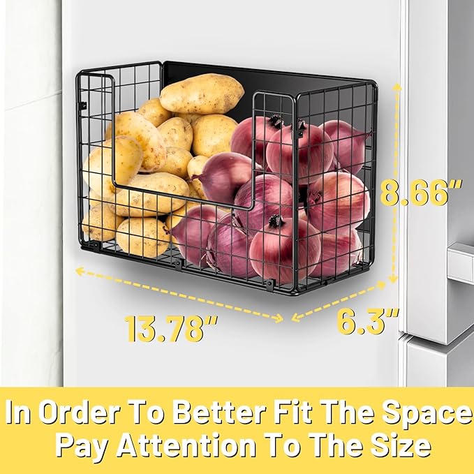 2 Set Magnetic Shelf for Fridge, Fruit Potato & Onion Storage Bins, Pantry Organizers & Storage, Large Container Magnetic Basket for Refrigerator, Kitchen Counter, Cabinet, Magnetic Fridge Organizer-Ruum Studio Home