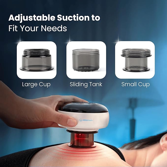 Electric Cupping Kit for Massage Therapy with Red Light - 5-in-1 Cupping Set, Includes 3 Smart Cups and Remote - Massager Device & Cupping Therapy Set for Back Muscle Soreness & Cellulite Reduction-Ruum Studio Home