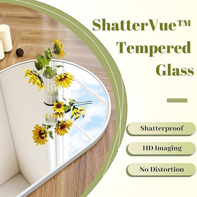 BEAUTYPEAK 36"x48" Arch Bathroom Mirror, Wall Mounted Vanity Metal Frame Mirror for Bedroom, Entryway, Living Room, Silver-Ruum Studio Home