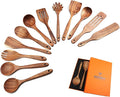 Wooden Spoons for Cooking,12 Pack Wooden Utensils for Cooking Wooden Cooking Utensils Wooden Kitchen Utensils Set Natural Teak Wooden Spatulas for Cooking-Ruum Studio Home