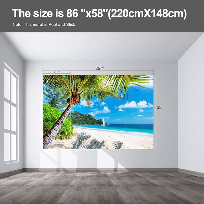 Beach Wall murals Peel and Stick Wallpaper for Bedroom Living Room - 58"x86"-Ruum Studio Home