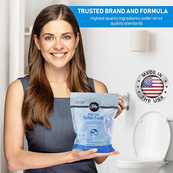 Fuller Brush Toilet Bowl Cleaner Pods - Water Soluble Tablet Cleansers, Cleans Descales & Refreshes Bathroom Toilets Removes Odors Soils & Stains Light Fresh Scent Ideal for Homes & Businesses 1-Pack-Ruum Studio Home
