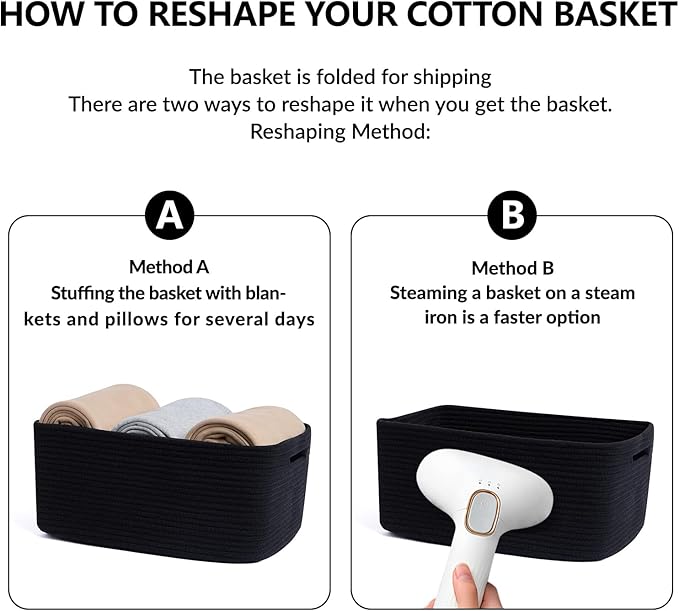 Large Storage Baskets for Organizing, Closet Shelf Baskets for Clothes Blanket Towels, Baby Nursery, Toy Bins Box, Woven Rope Baskets, 17 x 13 x 7.5”, 4 Packs Black-Ruum Studio Home