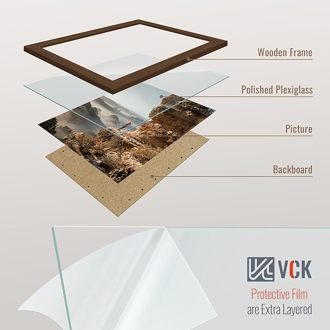 VCK 8x10 Frame Set of 3 - Brown, Wood Picture Frame with Exclusive Wood Grain, Wall Gallery Frame-Ruum Studio Home