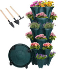Vertical Planter 6 Tier Stackable Planters Garden Planters Strawberry Herb Flower and Vegetable Planter Indoor Outdoor Gardening Pots with Removable Wheels and Tools-Ruum Studio Home