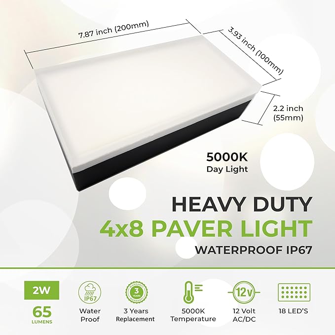 LUMENGY Paver Light 4×8 Inch (3.93 inch X 7.87 inch), Glare-Free 5000K Brick Lighting for Paver Driveways, Pathways, Patios & Garden, 12V Waterproof & Drive-Over Rated-Ruum Studio Home