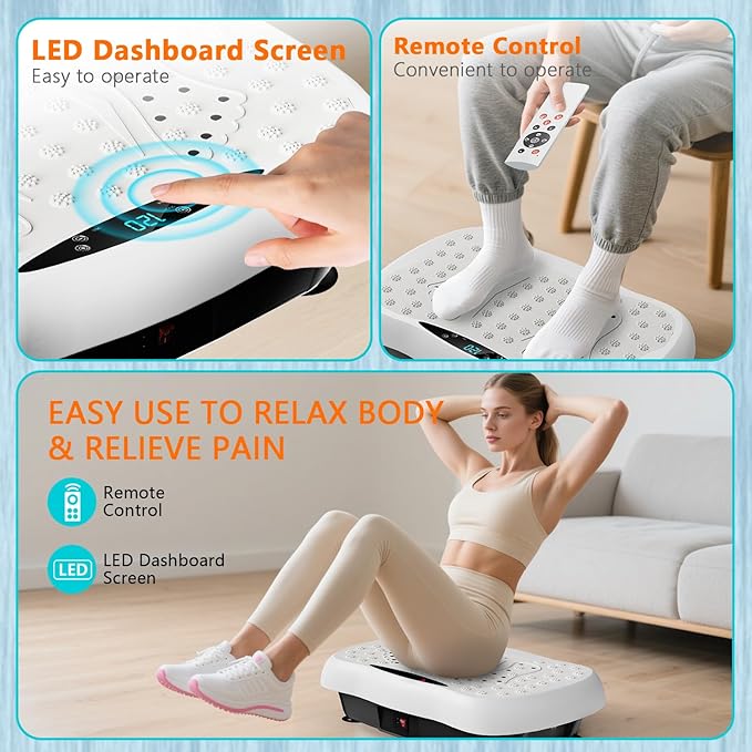 Vibration Plate Exercise Machine, Vibrating Equipment for Weight Loss and Lymphatic Drainage Massager, 3D Waver Exerciser for Fitness, Full Body Workout Shake Board with 120 speeds-Ruum Studio Home