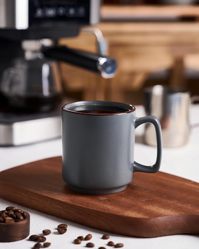 famiware Coffee Mugs Set of 4, Nebula 14oz Coffee Mugs, Ceramic Cup Set with Handle for Latte, Tea, Milk, Cappuccino, Cocoa, Charcoal-Ruum Studio Home