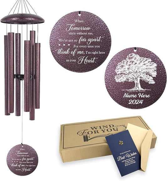 ASTARIN 36" Large Deep Tone Personalized Sympathy Wind Chimes, Memorial Wind Chime for Loss of Mother Father Loved One, Tree of Life Bereavement Gifts Decor Outdoor Patio Garden-Ruum Studio Home