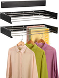 Wall Mounted Laundry Drying Rack, Retractable Clothes Drying Rack for Bathroom with Wall Template, 5 Stainless Rods Heaving 60 lb Capacity (Black, 31.5")-Ruum Studio Home