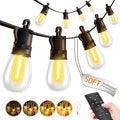 Outdoor-String-Lights-Patio-LED-Light-Outside 50Ft 15M Waterproof Remote Dimmable S14 LED Porch Lighting with 15 Edison Plastic Bulb Hanging Lights Connectable for Backyard Yard Gazebo Party Garden-Ruum Studio Home
