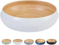 Fruit Bowl For Kitchen Counter, Decorative Bowl, Large Serving Bowl Or Fruit Basket For Kitchen Spun Bamboo (White)-Ruum Studio Home