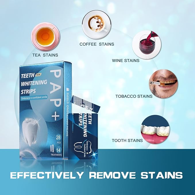 Teeth Whitening Strips - 28 Whitening Strips for Teeth Sensitive, Professional, Fast Remove Smoking, Coffee, Wine Stains, Teeth Whitening Kit Pack of 14 Non-Slip Strips Treatments-Ruum Studio Home