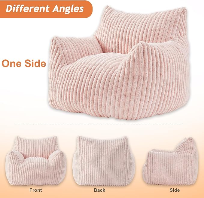 Giant Bean Bag Chairs for Adults with Filling Plush Fluffy Bean Bag Chairs for Teens with Armrests Comfy BeanBag Lazy Couch Sofa Chair for Bedroom Living Room Reading-Ruum Studio Home