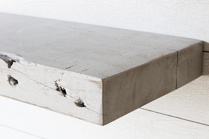 Urban Legacy Reclaimed Barn Joist Deep Floating Shelves | Deep Shelves with Low Profile Shelf Bracket with High Weight Capacity, Set of 2 (48" x 11" x 2.5", Rustic Gray)-Ruum Studio Home