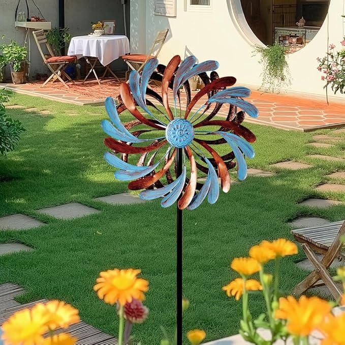 Viveta Wind Spinner for Yard and Garden, Metal Windmill Spinning Kinetic Wind Spinners for Outside Yard Patio Lawn Decor 13”D*57.5“H-Ruum Studio Home