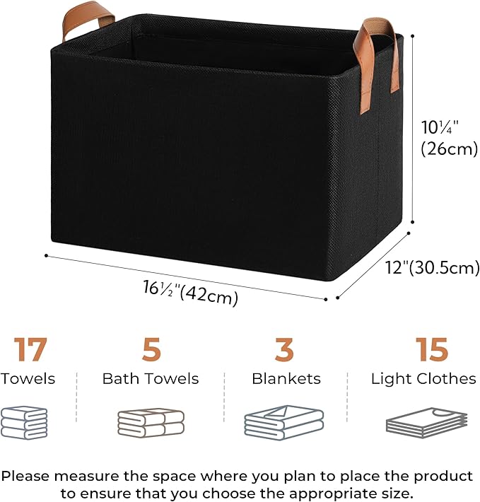 GRANNY SAYS Storage Baskets for Shelves, Closet Organizer Bins, Clothes Storage Bins with Metal Frame, Extra Large Baskets for Organizing and Storage, Collapsible, Black, 2-Pack-Ruum Studio Home