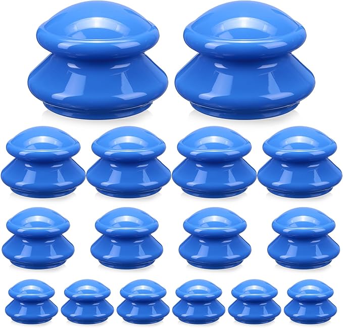 Geiserailie 16 Pcs 4 Sizes Cupping Therapy Set Silicone Cupping Massage Cups Professional Chinese Therapy Cup Vacuum for Body Muscle Nerve(Dark Blue)-Ruum Studio Home