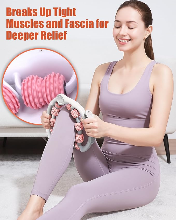 Cellulite Massage Roller - Anti-Cellulite Massager with Detachable Roller Handles for Thighs, Legs & Buttocks - Fascia Massage Tool for Lymphatic Drainage & Deep Tissue Therapy (Pink)-Ruum Studio Home