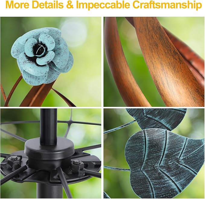 LimeHill Wind Spinner for Yard and Garden - Large Metal Kinetic Wind Sculptures for Outdoor Decorations (24 X 84 Inches)-Ruum Studio Home