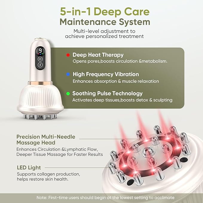 Lymphatic Drainage Massager & Anti Cellulite Massage Tool — Body Sculpting Machinefor Legs, Arms & Belly, Body,Helps Reduce Stretch Marks & Cellulite,with Microcurrent, Light Heat & Vibration-Ruum Studio Home