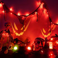 Halloween Horror Atmosphere Lights, Orange&Purple LED String Lights with 9.9FT Creepy Black Gauze, Battery Powered with Timer & 8 Flashing Modes (2 Pack Red)-Ruum Studio Home