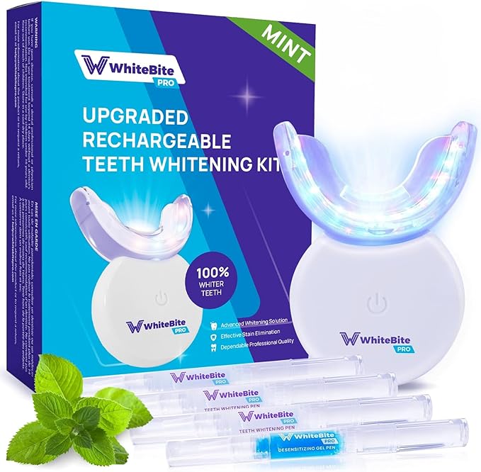 Whitebite Pro Teeth Whitening Kit for Sensitive Teeth – LED Light + 35% Carbamide Peroxide Gel + Remineralizing Gel | Dental-Grade Results at Home-Ruum Studio Home