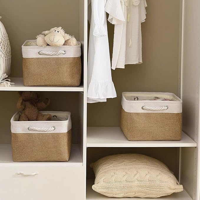 Storage Basket Fabric Sturdy Canvas Storage Bins Organizer with Handles for Clothes and Storage Foldable Storage Boxes Cubes-Ruum Studio Home