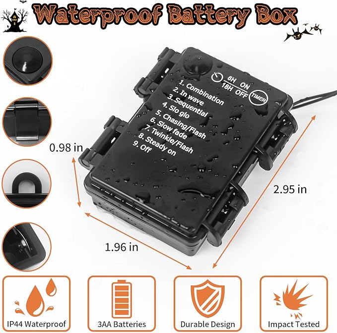 Halloween Horror Atmosphere Lights, Orange&Purple LED String Lights with 9.9FT Creepy Black Gauze, Battery Powered with Timer & 8 Flashing Modes (2 Pack Purple)-Ruum Studio Home