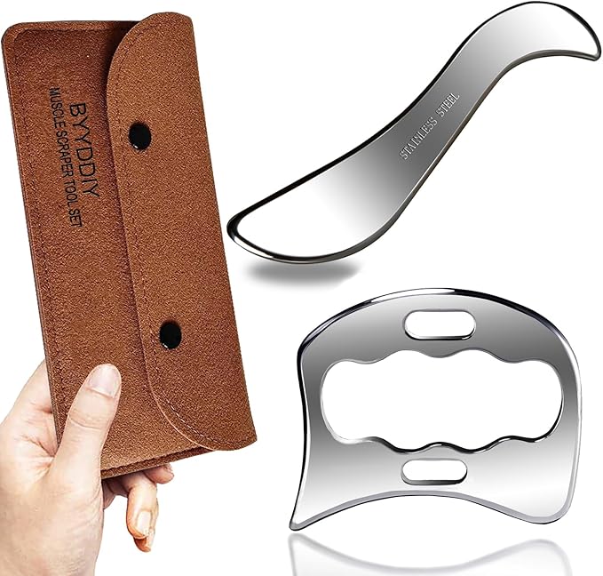 BYYDDIY 2 in 1 Stainless Steel Muscle Scraper Tools Set Gua Sha Massage Scraper Scraping Tool-Ruum Studio Home