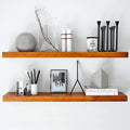 Homeforia Oak Floating Shelves 36 inches Long, High End Solid Real Wood 36 inch Floating Shelf for Room Wall, Honey Oak Wooden 36inch Kitchen Shelves, Heavy Duty Bracket, 36 X 6.5 X 1.75 in, Set of 2-Ruum Studio Home