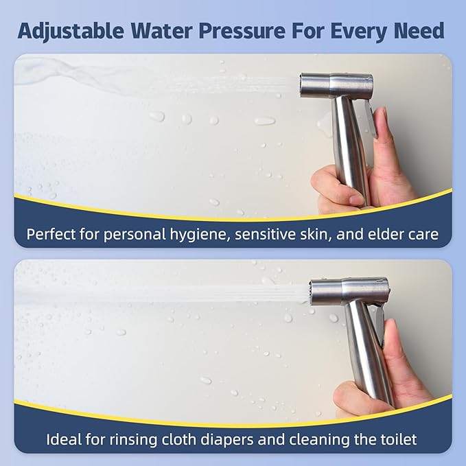 Handheld Bidet Sprayer for Toilet 2 PCS - Bidets for Existing Toilets Adjustable Water Pressure with Bidet Hose for Feminine Wash, Stainless Steel Muslim Shower Jet Spray for Toilet-Ruum Studio Home
