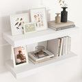 Floating Shelves - 2 Large Wall Mounted Shelves with Invisible Brackets, Long Wood Floating Wall Shelf for Living Room, Bedroom, Kitchen (White, 24" W x 9" D x 1.5" H)-Ruum Studio Home