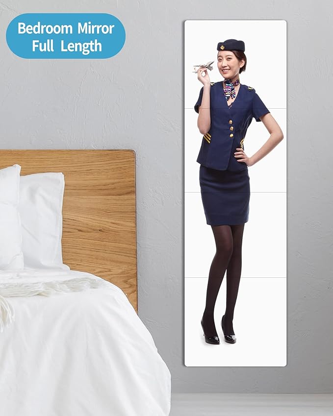 Shatterproof Wall Mirror Full Length for Bedroom, Plexiglass Gym Mirrors For Home, Extra Thick: 0.12 inch, 15.8 x 15.8 inch x 4 Pcs, Workout Mirrors Safe for Kids, Over The Door, Long Wall Mounted-Ruum Studio Home