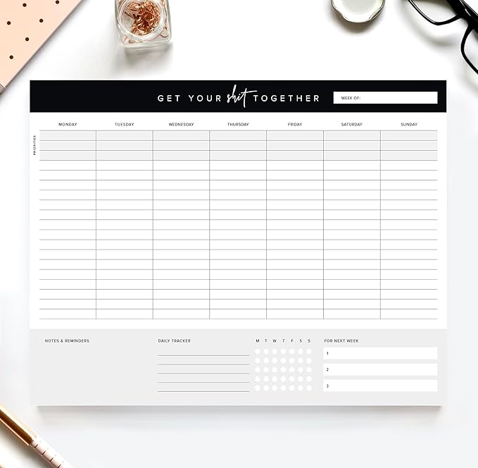 Get Your Stuff Together Weekly Work Planner - 8.5 x 11 Inch Undated Daily Planner with 52 Tear-Off Pages, Weekly To Do List Notepad for Effective Task Management, US Owned Busines-Ruum Studio Home