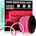 GZBtech Flexible LED Neon Rope Lights 50FT,AC 110-120V Waterproof Strip Light, 120 LEDs/M Cuttable Connectable Neon Lighting for Indoor Outdoor Home Decor/Commercial Building Use-Red 15M-Ruum Studio Home