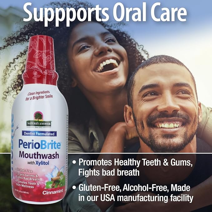 Nature's Answer Periobrite Cinamint Mouthwash| Promotes Healthy Teeth & Gums| Fights Bad Breath| Fluoride-Free, Alcohol-Free, Gluten-Free & Vegan| No Artificial Preservatives 16oz-Ruum Studio Home
