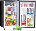 Atilioo Upgraded Mini Fridge with Freezer 3.2 Cu.Ft Compact Dorm Refrigerator Small Cooler for Bedroom Office, Single Door Adjustable Thermostat Low Noise, 17.5" D x 17.7" W x 31.5" H, Black-Ruum Studio Home