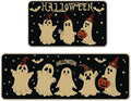 Halloween Kitchen Mat Set of 2, Pumpkin Ghost Bat Halloween Kitchen Decor, Halloween Rug for Floor, Indoor Spooky Home Decor with Non-Slip Backing,17 x 29 Inch & 17 x 47 Inch-Ruum Studio Home