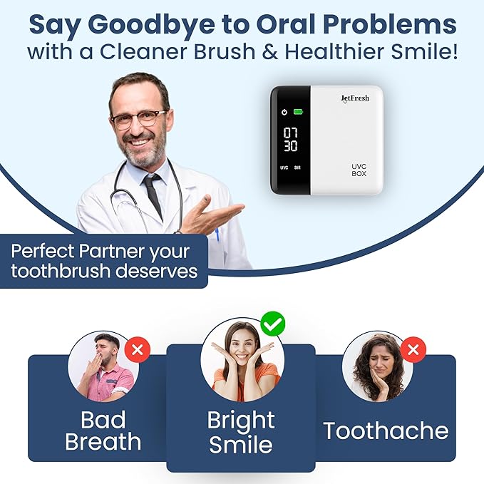 UV Toothbrush Sanitizer Holder & Cleaner with LED Clock Display & Hot Air Drying – Wall-Mounted UV Tooth Brush Holder for Bathroom Decor, Travel Use, Rechargeable Portable Design, Fits All Brushes-Ruum Studio Home