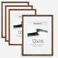 12x16 Picture Frame Set of 4 Natural Solid Walnut Photo Frames with 8.5x11 Removable Mat Wall Hanging Large Handcrafted Frame with HD Plexiglass Wall and Tabletop Display Large Poster Frame-Ruum Studio Home