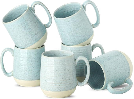 Hasense Ceramic Coffee Mugs, 15 Oz Coffee Cup with Handle Set of 4, Large Coffee Mug for Men, Modern Latte Cup for Cappuccino, Tea, Cocoa, Microwave & Dishwasher Safe, Birthday Gift, Light Blue-Ruum Studio Home